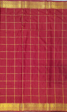 Load image into Gallery viewer, Semi Mysuru Crepe Saree in all over checks-self color comes with beautiful checks blouse-MARON
