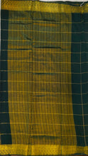 Load image into Gallery viewer, Semi Mysuru Crepe Saree in all over checks-self color comes with beautiful checks blouse-GREEN
