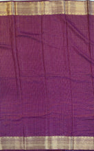 Load image into Gallery viewer, Semi Mysuru Crepe Saree in all over checks-self color comes with beautiful sequence blouse-maron color
