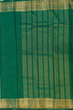 Load image into Gallery viewer, Semi Mysuru Crepe Saree in all over checks-self color comes with beautiful sequence blouse-CHUTNEY GREEN
