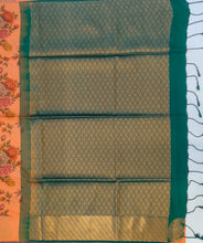 Load image into Gallery viewer, Digital print soft silk borderless floral digital print all over Saree contrast Color Border,Pallu and Blouse.
