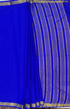 Load image into Gallery viewer, Semi Mysuru Crepe Saree with self Border,Pallu and Blouse -royal blue color
