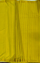 Load image into Gallery viewer, Semi Mysuru Crepe Saree with self Border,Pallu and Blouse -MASTARD YELLOW COLOR
