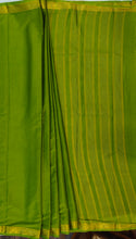 Load image into Gallery viewer, Semi Mysuru Crepe Saree with self Border,Pallu and Blouse -LEAF GREEN COLOR

