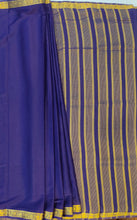 Load image into Gallery viewer, Semi Mysuru Crepe Saree with self Border,Pallu and Blouse -NAVY BLUE
