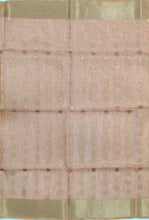 Load image into Gallery viewer, Banaras Chanderi Saree with Self Colored Border,Sequence Pallu and Blouse-PEACH COLOR VARIANT
