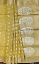 Load image into Gallery viewer, Banaras Chanderi Saree with Self Colored Border,Sequence Pallu and Blouse-YELLOW COLOUR
