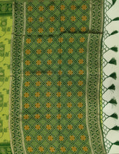 Load image into Gallery viewer, Desingers saree with katha work embroidery on cotton saree-GREEN COLOR
