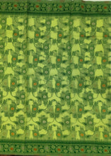 Load image into Gallery viewer, Desingers saree with katha work embroidery on cotton saree-GREEN COLOR
