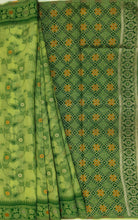 Load image into Gallery viewer, Desingers saree with katha work embroidery on cotton saree-GREEN COLOR
