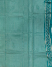 Load image into Gallery viewer, Desingers saree with katha work embroidery on cotton saree-LIGHT BLUE
