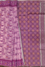Load image into Gallery viewer, Desingers saree with katha work embroidery on cotton saree-pink color
