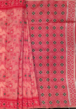 Load image into Gallery viewer, Desingers saree with katha work embroidery on cotton saree-red color
