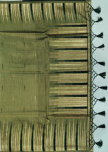 Load image into Gallery viewer, Desingers saree with woven patterns and tasselled fringe, geometry and ornamental design-GREEN COLOR
