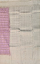 Load image into Gallery viewer, Semi Mysuru Crepe Pastel Saree with Contrast Off-White Border and Checked body
