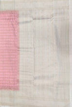 Load image into Gallery viewer, Semi Mysuru Crepe Pastel Saree with Contrast Off-White Border and Checked body
