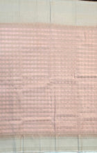Load image into Gallery viewer, Semi Mysuru Crepe Pastel Saree with Contrast Off-White Border and Checked body
