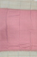 Load image into Gallery viewer, Semi Mysuru Crepe Pastel Saree with Contrast Off-White Border and Checked body
