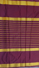 Load image into Gallery viewer, Semi Mysuru Crepe Saree with Contrast Border and Striped body.
