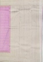 Load image into Gallery viewer, Semi Mysuru Crepe Pastel Saree with Contrast Off-White Border and Checked body
