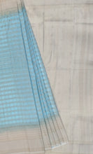 Load image into Gallery viewer, Semi Mysuru Crepe Pastel Saree with Contrast Off-White Border and Checked body
