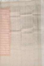 Load image into Gallery viewer, Semi Mysuru Crepe Pastel Saree with Contrast Off-White Border and Checked body
