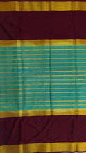 Load image into Gallery viewer, Semi Mysuru Crepe Saree with Contrast Border and Striped body.
