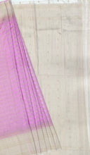 Load image into Gallery viewer, Semi Mysuru Crepe Pastel Saree with Contrast Off-White Border and Checked body
