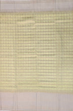 Load image into Gallery viewer, Semi Mysuru Crepe Pastel Saree with Contrast Off-White Border and Checked body
